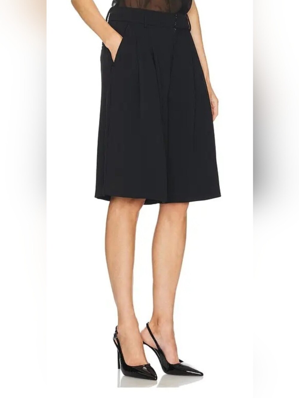 Good American - Black Luxe Suiting Long Shorts - Size 10/30